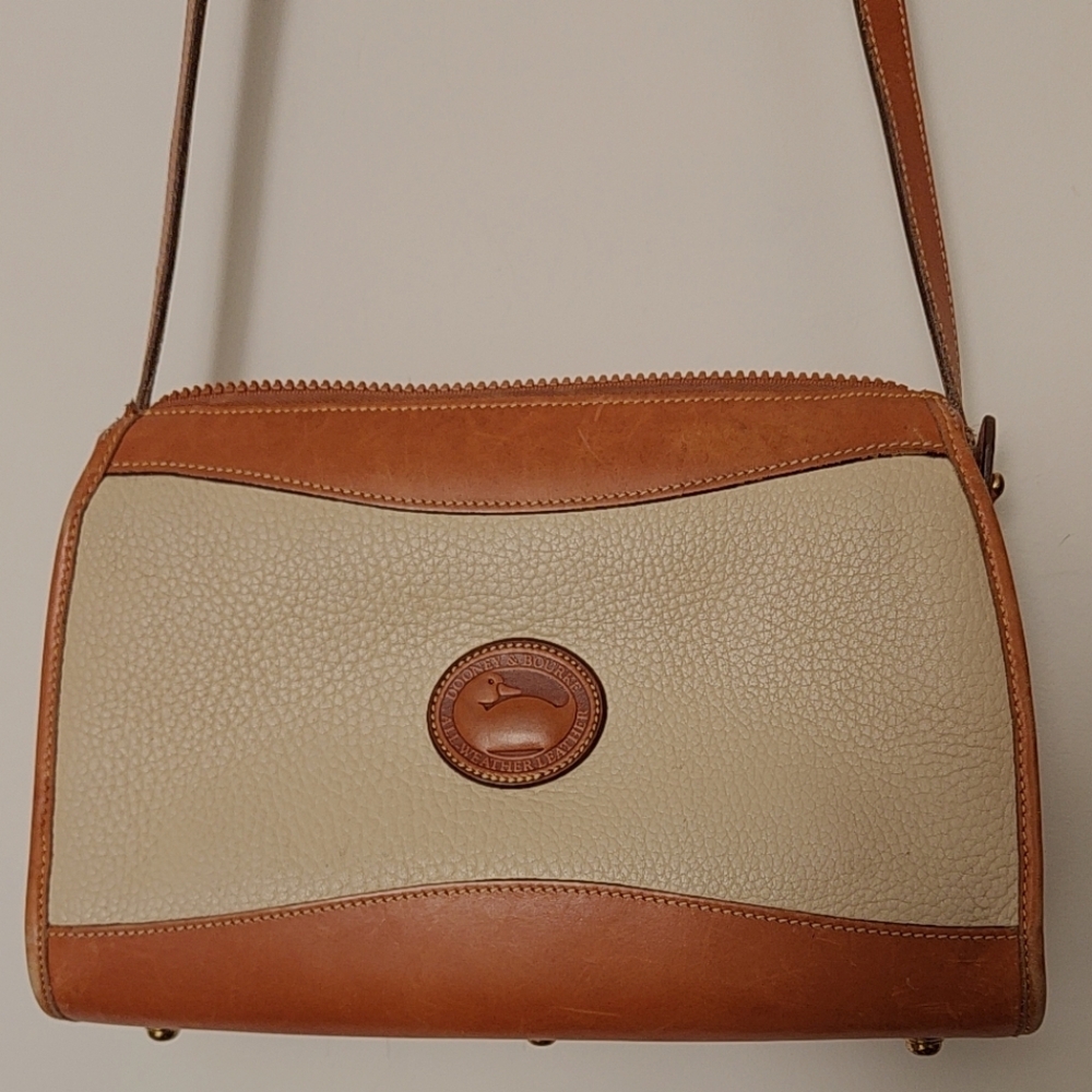 Dooney & Bourke Cream and Brown Leather Crossbody Bag